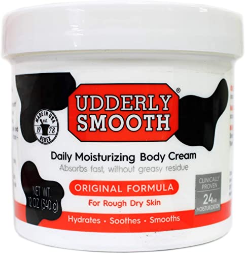 Udderly Smooth Body Cream, Original Formula, 12 Oz Jar, Lightly Scented