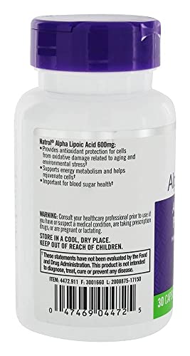 Natrol Alpha Lipoic Acid 600 Mg, 30 count