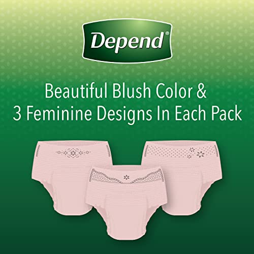 Depend FIT-FLEX Incontinence Underwear for Women, Disposable, Maximum Absorbency, Small, Blush, 19 Count