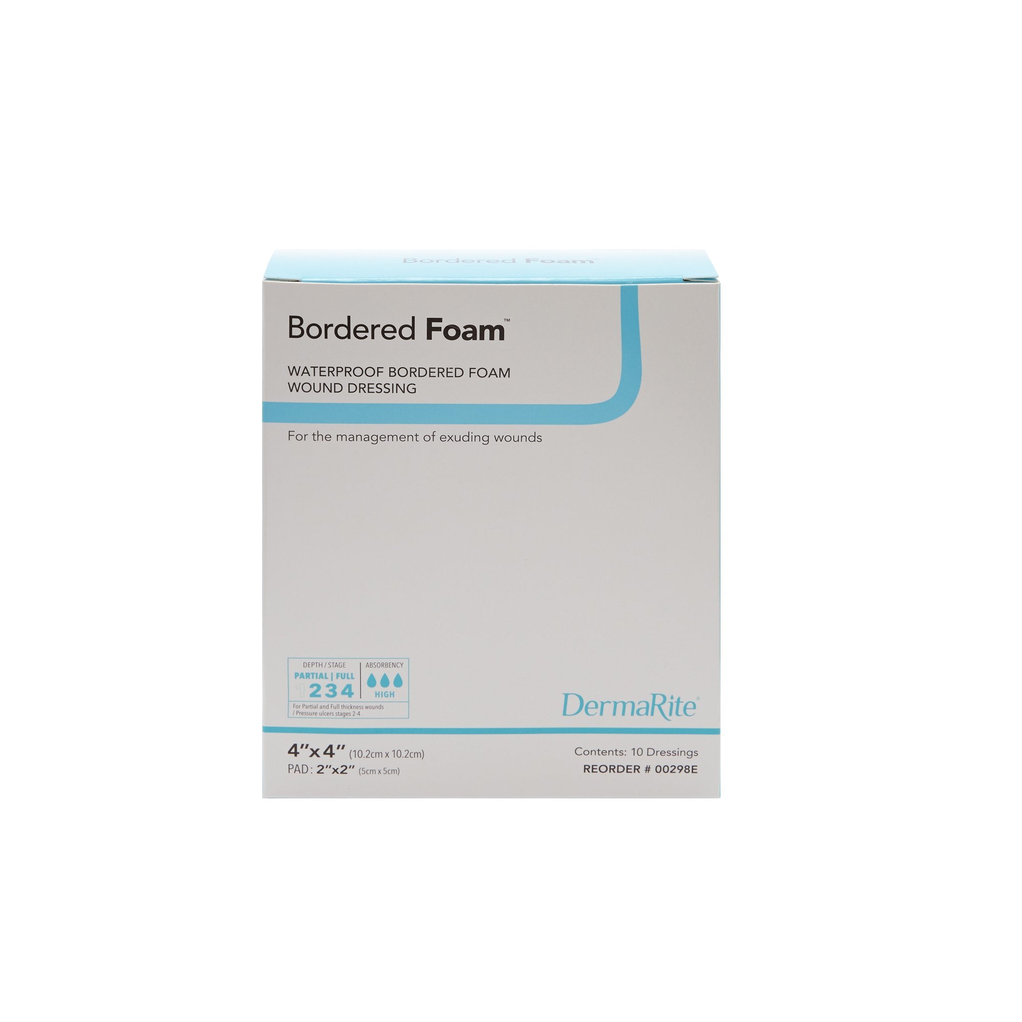 Foam Dressing BorderedFoam 4 X 4 Inch With Border Waterproof Backing Adhesive Square Sterile