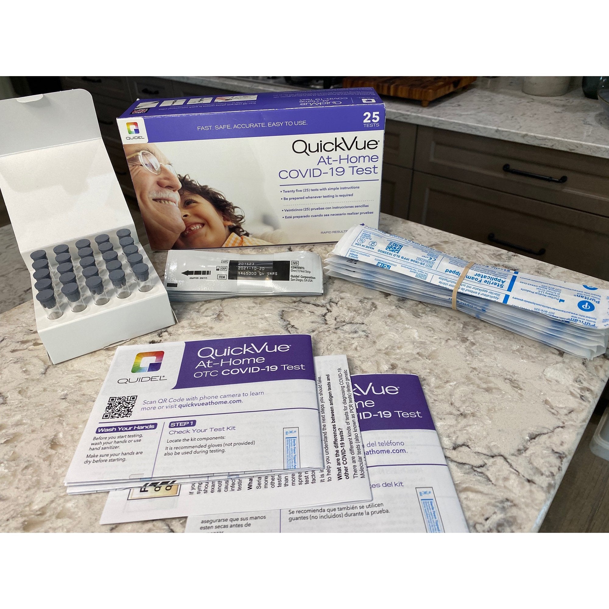 Respiratory Test Kit QuickVue At-Home OTC COVID-19 Test Nasal Swab Sample 25 Tests