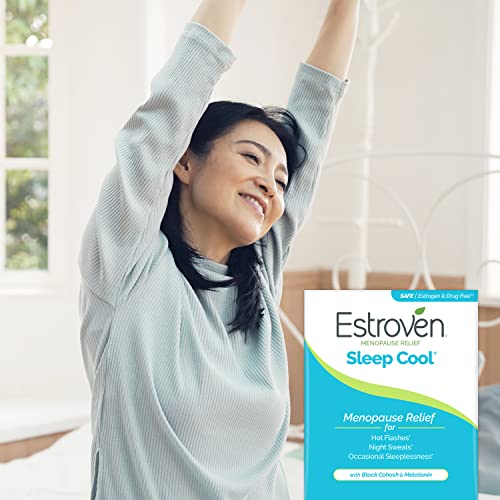 Estroven Sleep Cool for Menopause Relief, 30 Ct, Sleep Support Supplement With Clinically Proven Ingredients to Relieve Menopause Symptoms plus Night Sweats & Hot Flash Relief, Drug-Free & Gluten-Free