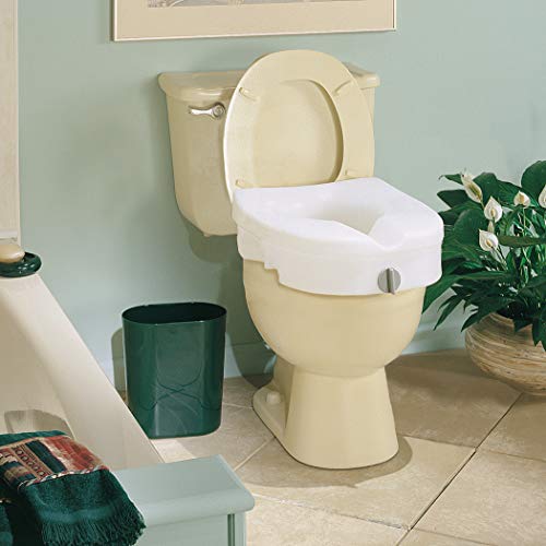 Carex E-Z Lock Raised Toilet Seat, Adds 5 Inches to Toilet Height, Elderly and Handicap Toilet Seat with Handles - 5 Inch Toilet Seat Riser with Arms - Fits Most Toilets