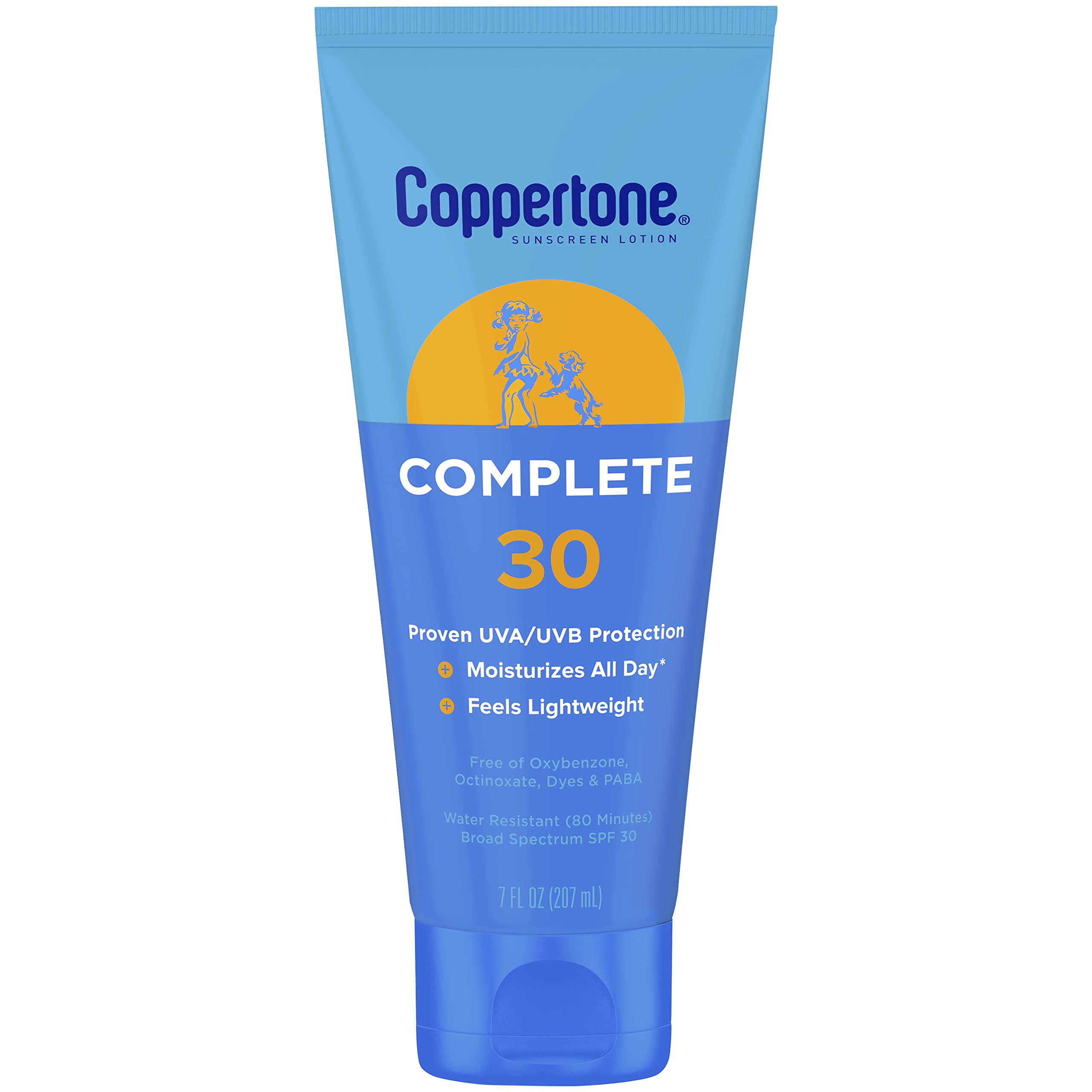 Coppertone COMPLETE SPF 30 Sunscreen Lotion, Lightweight, Moisturizing Sunscreen, Water Resistant Body Sunscreen SPF 30, 7 Fl Oz Tube