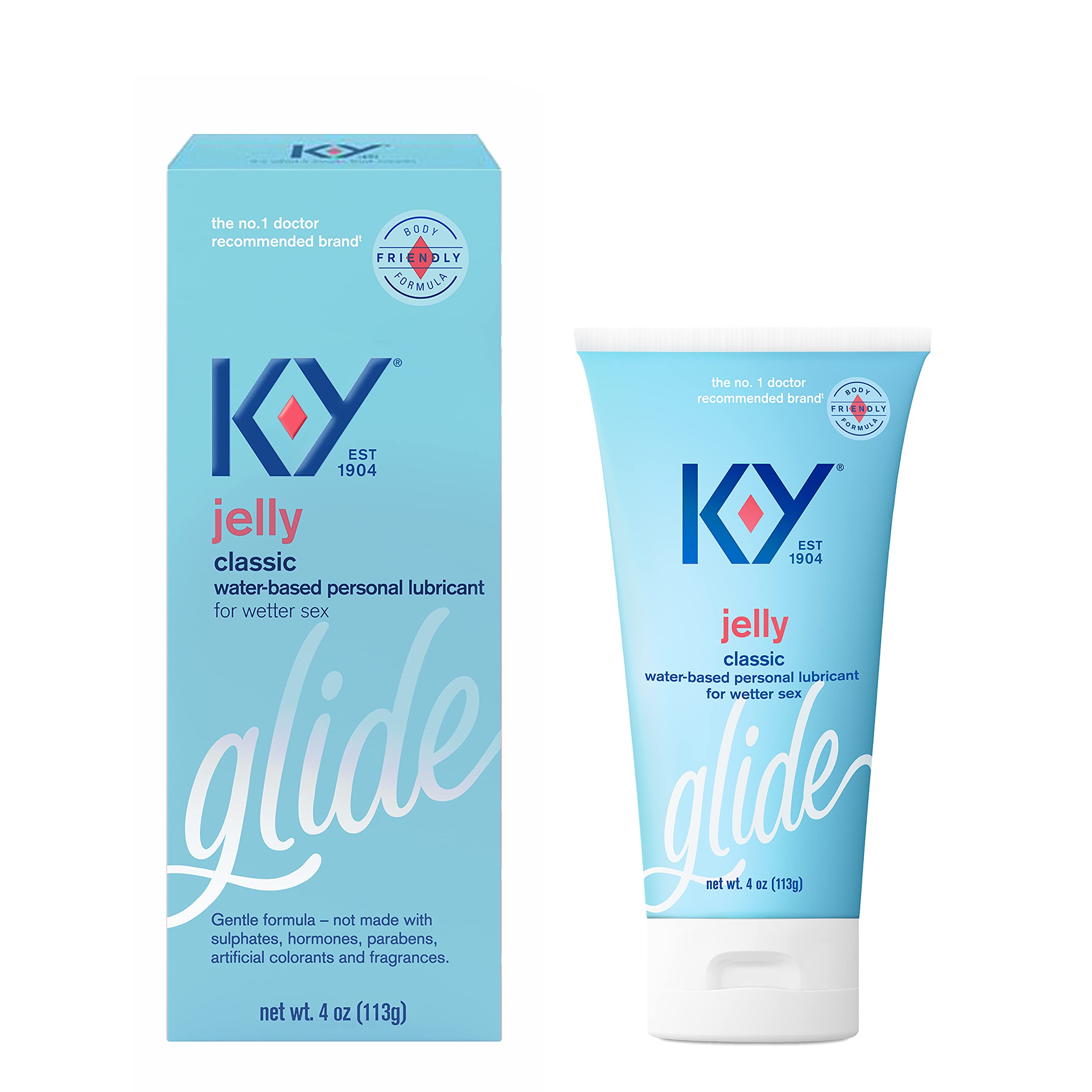 K-Y Jelly Lube, Personal Lubricant, Water-Based Formula, Safe to Use with Latex Condoms, For Men, Women and Couples, 4 FL OZ (Pack of 1)