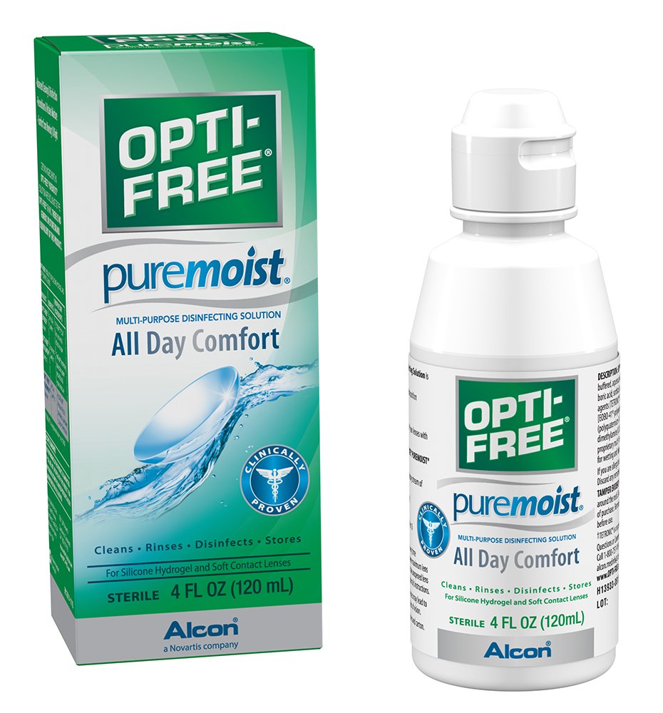 ALCON Opti-free Puremoist Multi-Purpose Disinfecting Solution, White, 4 Fl Oz