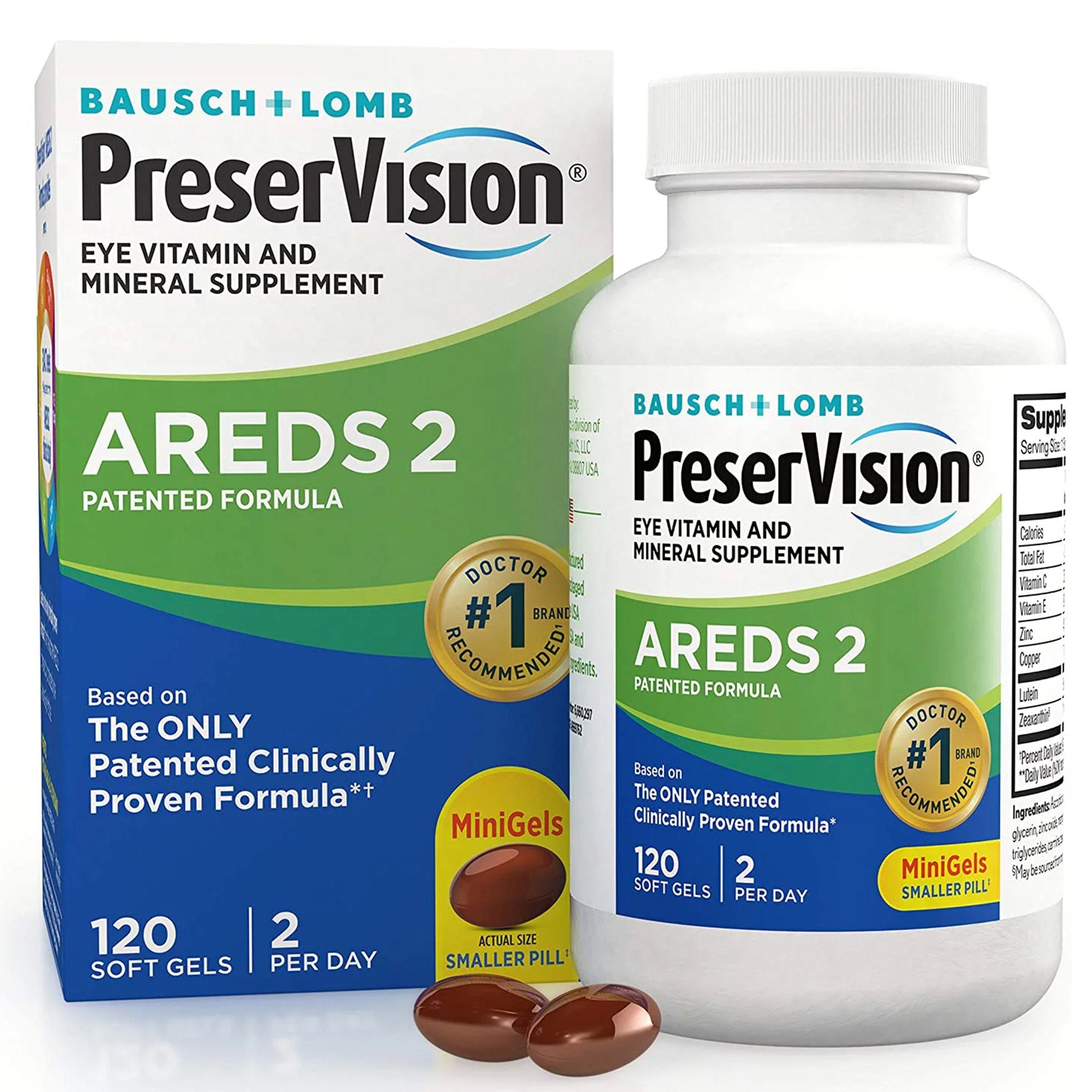 Eye Vitamin Supplement PreserVision Areds 2 Ascorbic Acid / Vitamin E 2200 IU - 226 mg Strength Capsule 120 per Bottle