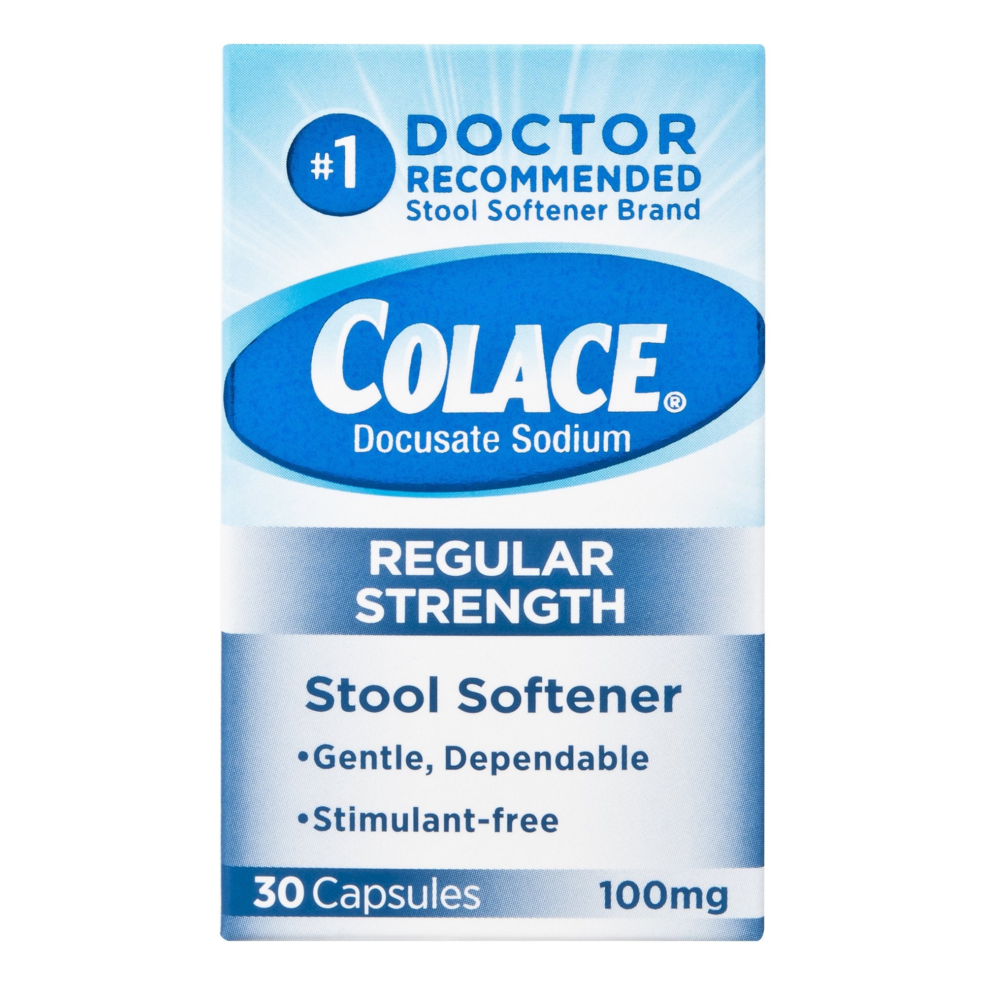 Stool Softener Colace Capsule 30 per Box 100 mg Strength Docusate Sodium