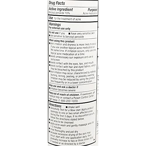 Perrigo 10 Benzoyl Peroxide Acne Medication Face Wash Quantity 1, 5 Ounce