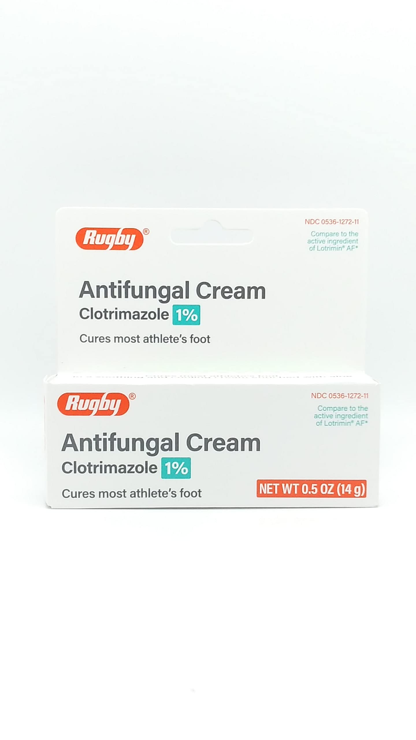 Rugby Laboratories Antifungal Cream Clotrimazole 1% Cures Most Athletes Foot 0.5oz (14g) Relieves Itching Burning Cracking, Scaling, and Discomfort NDC 0536-1272-11 (Pack of 1)