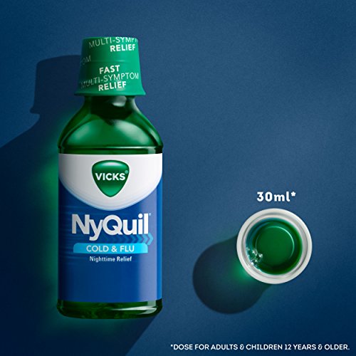 Vicks NyQuil Cold & Flu Nighttime Relief, Original Liquid 8 Fl Oz (Pack of 12)