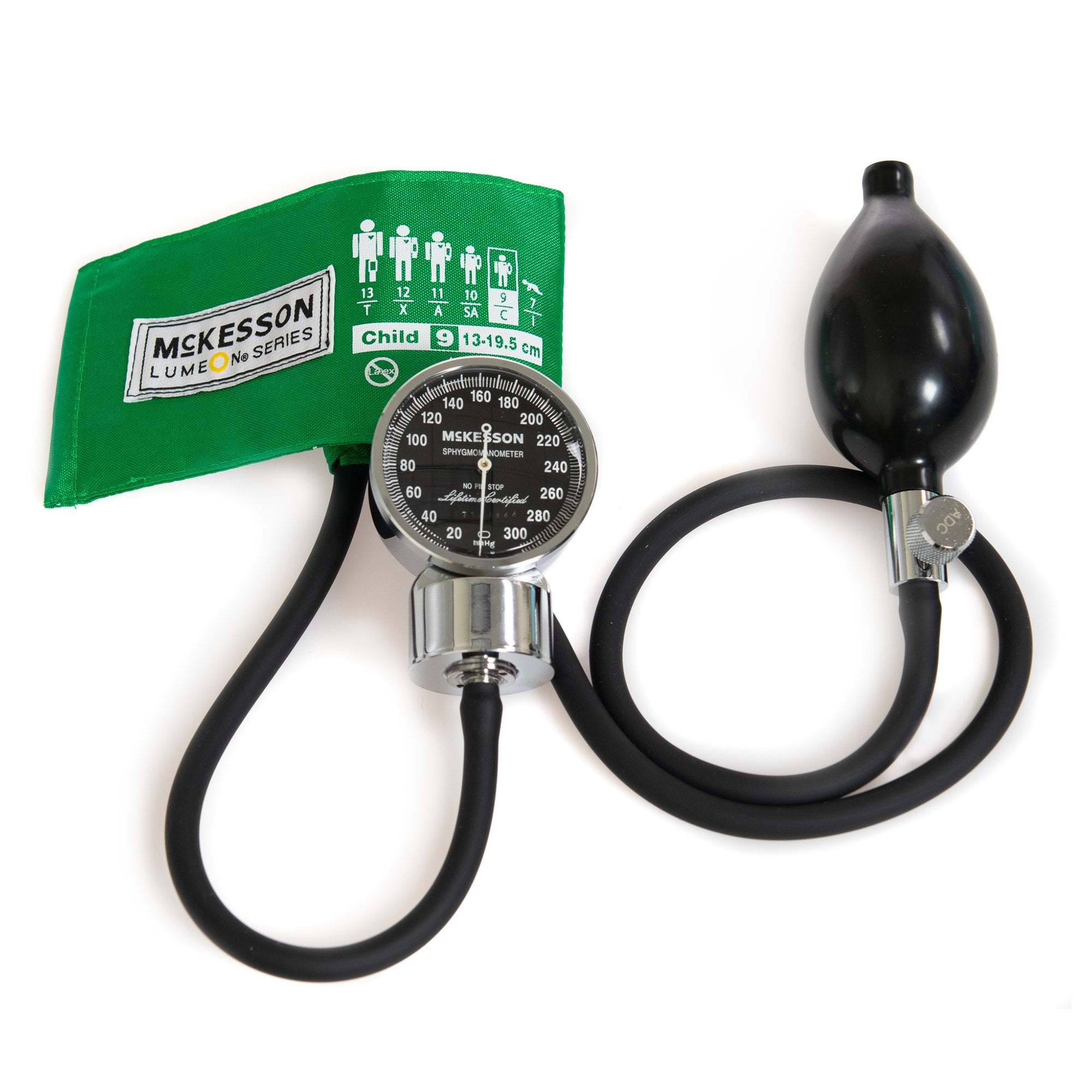 Aneroid Sphygmomanometer Unit McKesson LUMEON Pediatric Cuff Nylon Cuff 13 - 19.5 cm Palm Aneroid