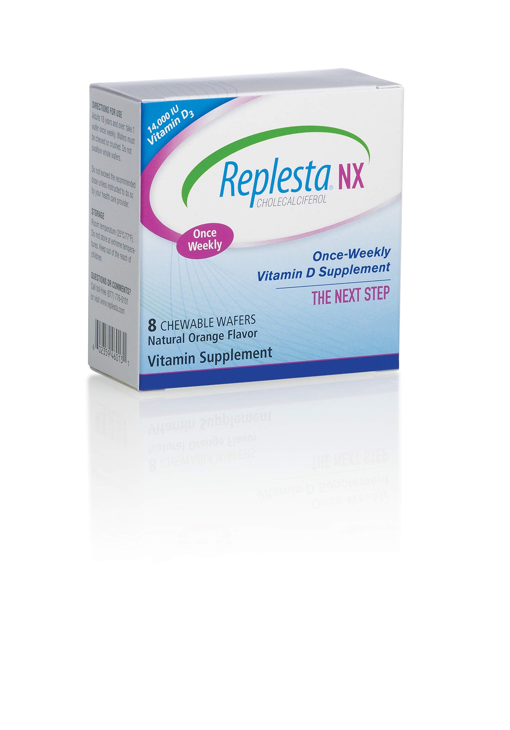 Replesta NX 14,000 IU Vitamin D3 Cholecalciferol, for Vitamin D Deficiency, Once-Weekly Chewable Wafer, Non-GMO, Natural Orange Flavor, 8 Tablets
