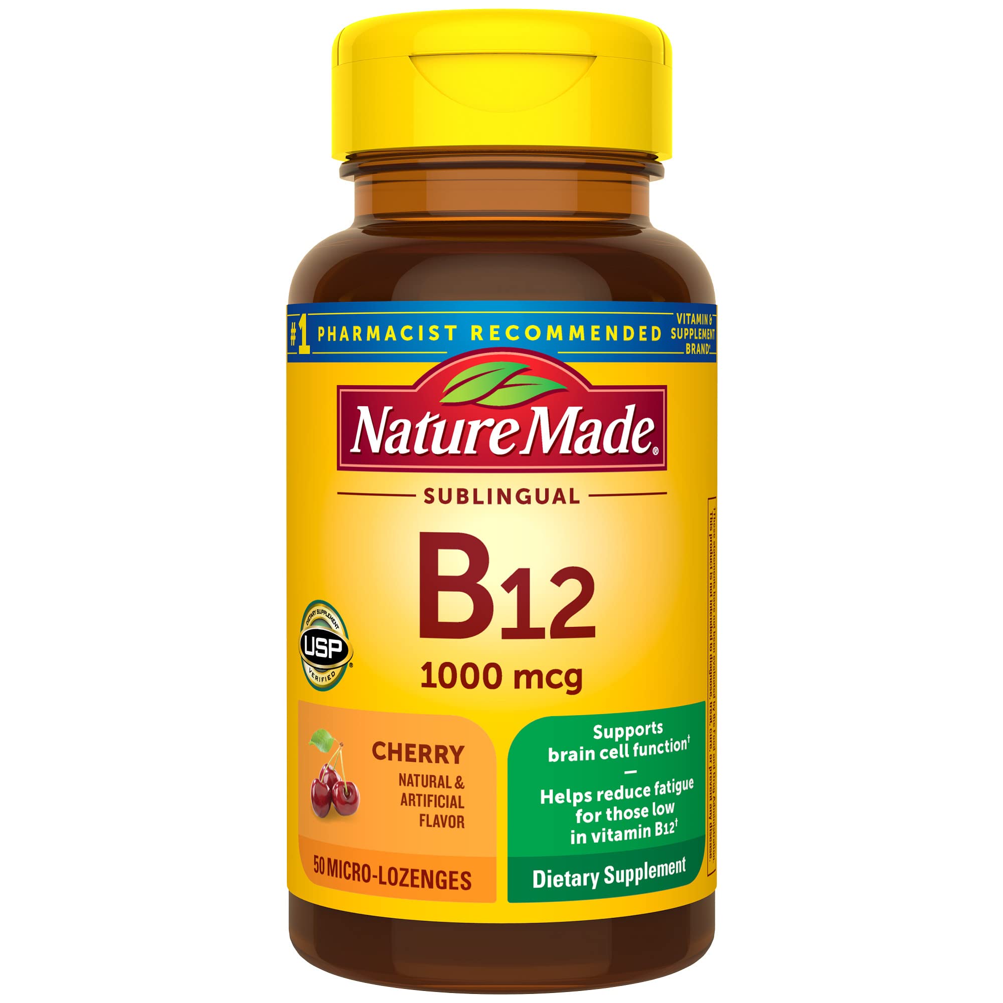 Nature Made Vitamin B12 Sublingual, Easy to Take Vitamin B12 1000 mcg for Energy Metabolism Support, 50 Sugar Free Micro-Lozenges, 50 Day Supply