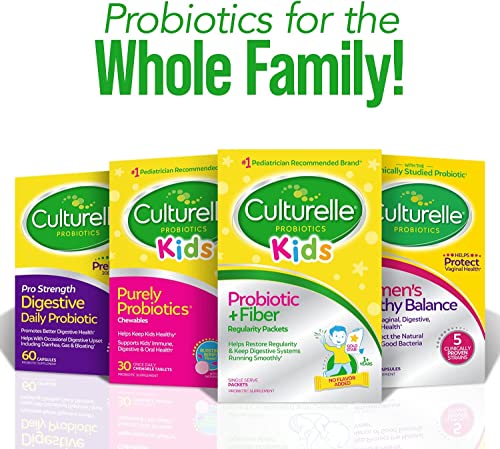 Culturelle Kids Probiotic + Fiber Packets (Ages 3+) - 24 Count - Digestive Health & Immune Support - Helps Restore Regularity