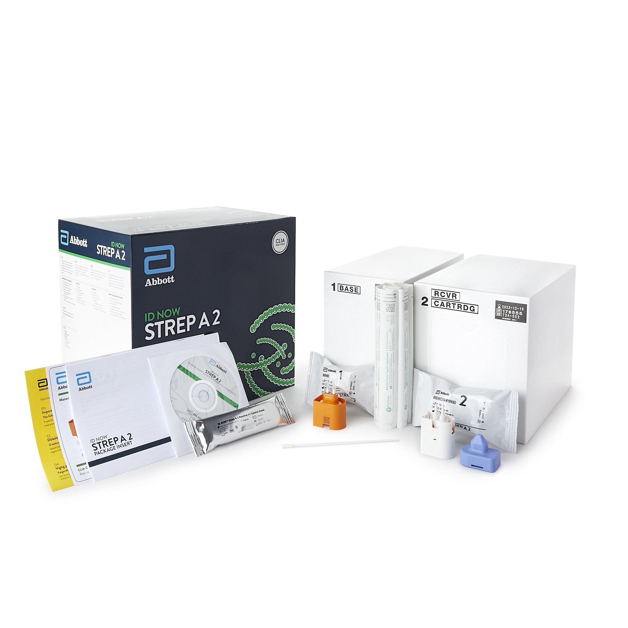 Respiratory Test Kit ID NOW Strep A 2.0 Molecular Diagnostic Strep A Test Throat Swab Sample 24 Tests CLIA Waived