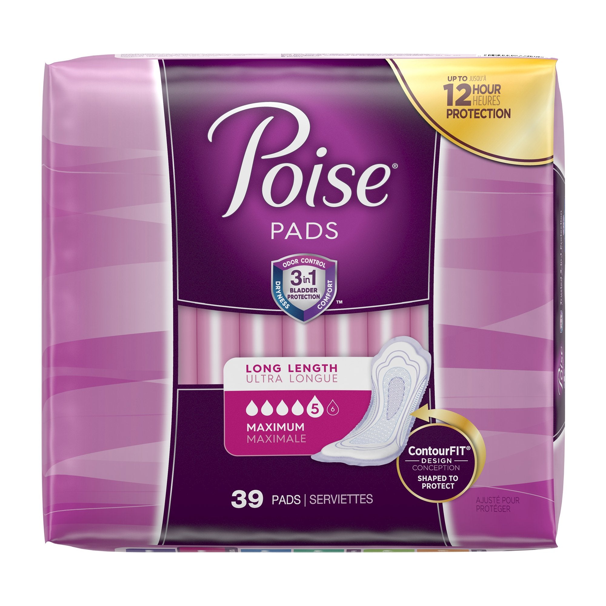 Bladder Control Pad Poise 14.6 Inch Length Heavy Absorbency Sodium Polyacrylate Core One Size Fits Most