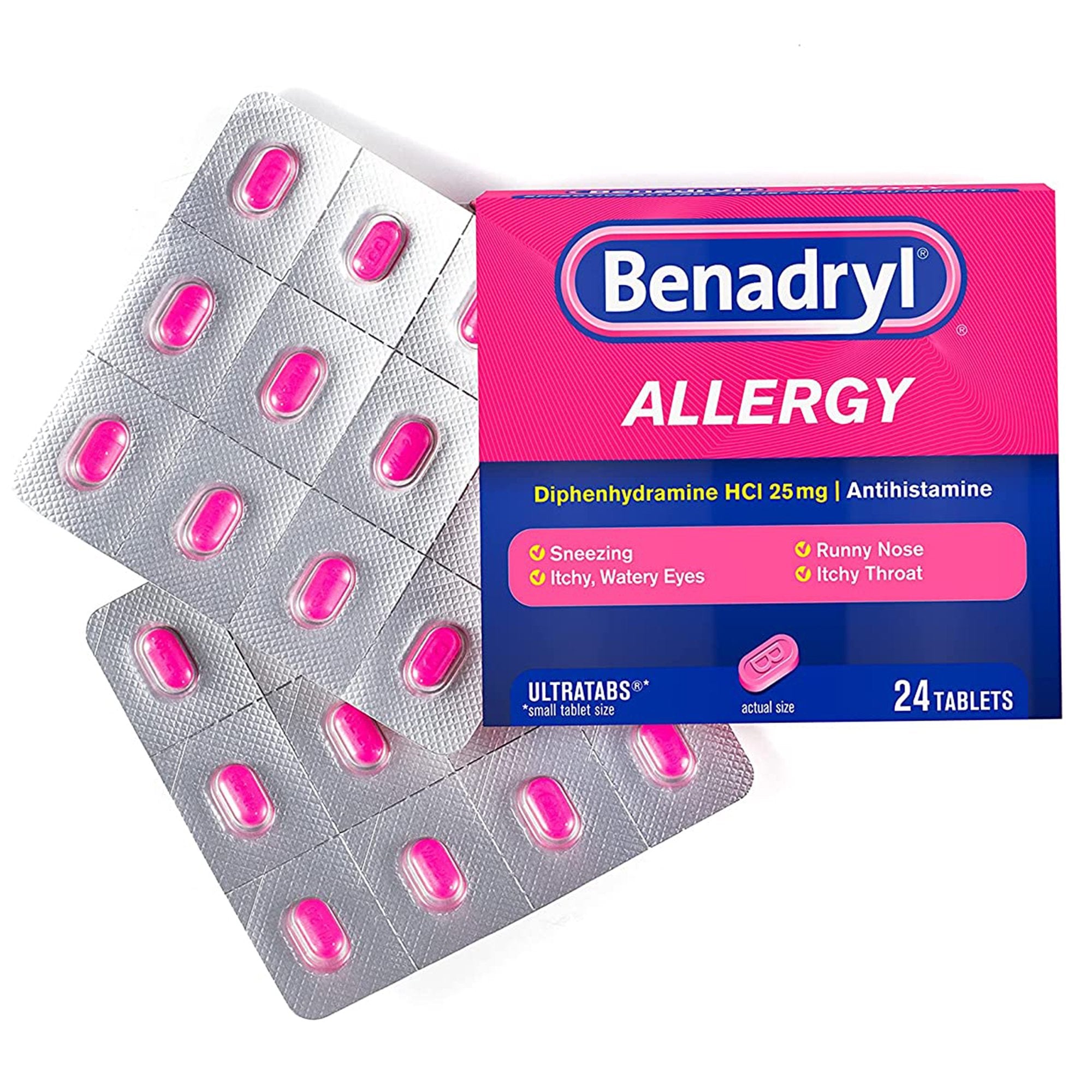 Allergy Relief Benadryl 25 mg Strength Tablet 24 per Box