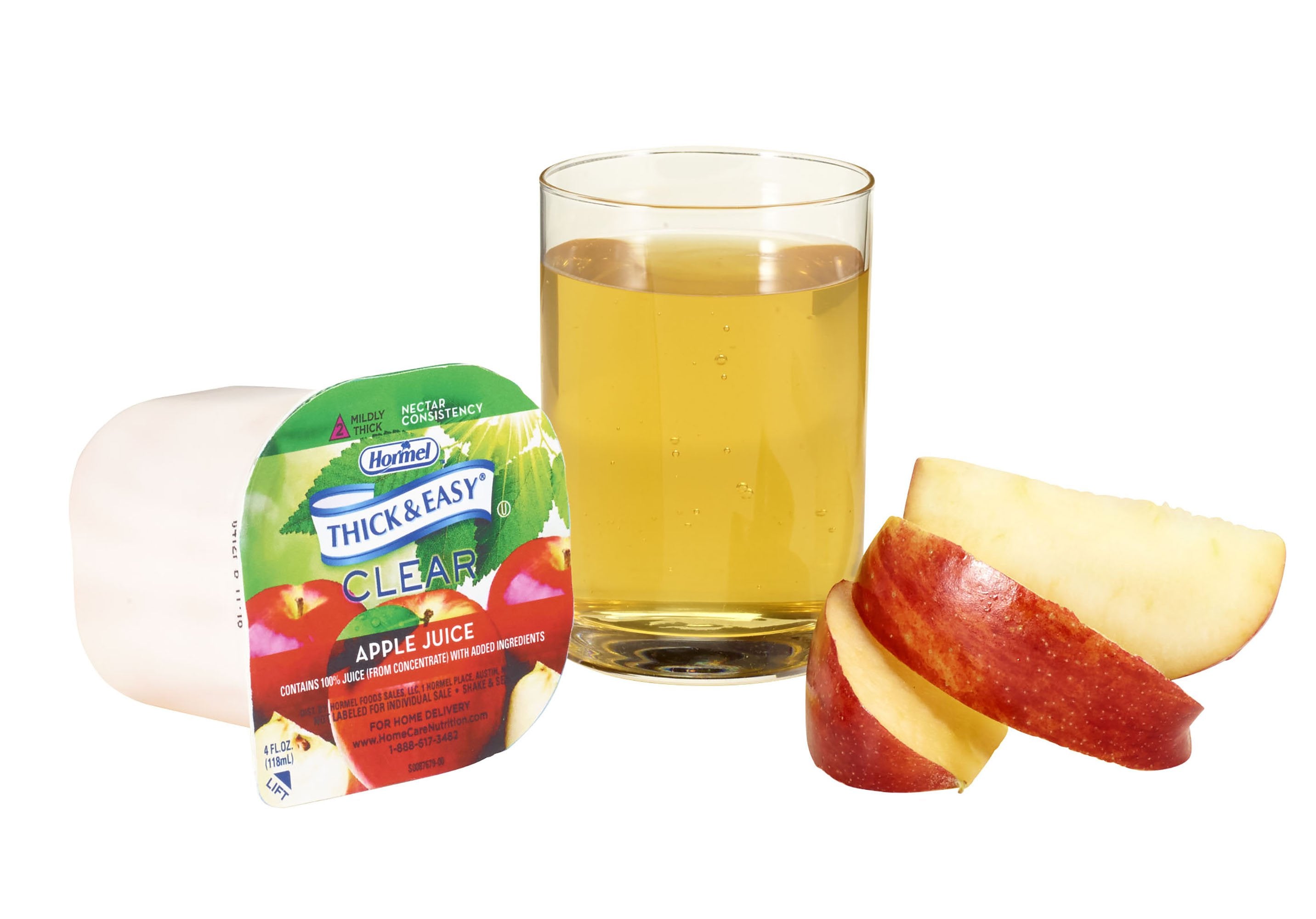 Thickened Beverage Thick & Easy 4 oz. Portion Cup Apple Flavor Liquid IDDSI Level 2 Mildly Thick