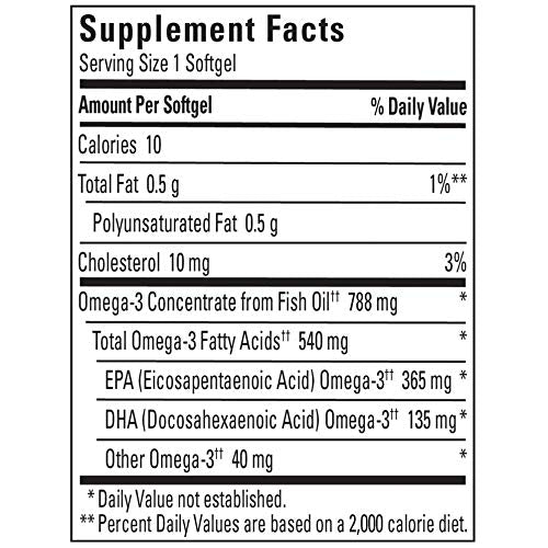 Nature Made Fish Oil Burp-Less Mini 540 mg, 60 Softgels, Fish Oil Omega 3 Supplement For Heart Health