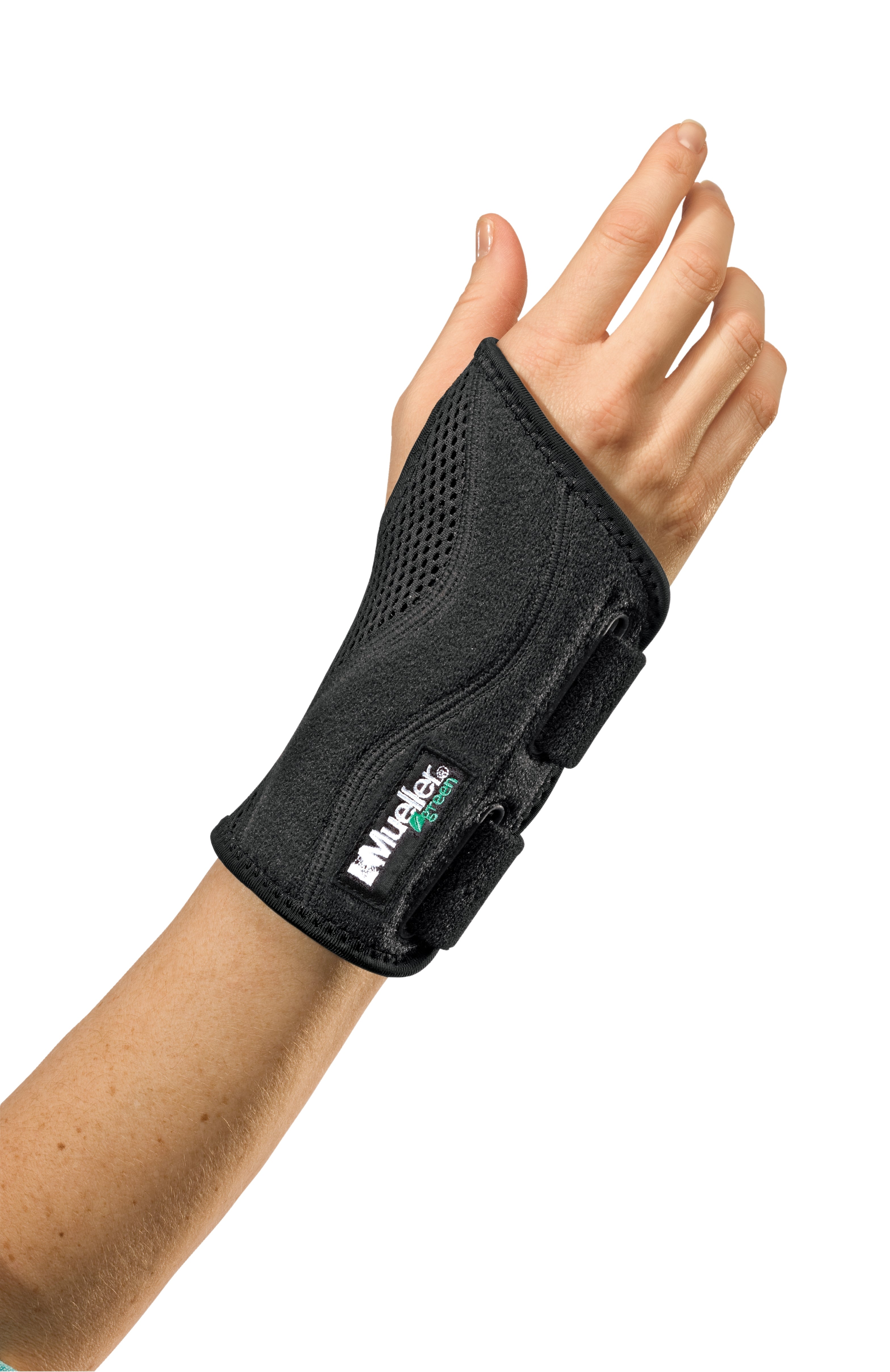 Wrist Brace Mueller Green Plastic / Spandex Right Hand Black Large / X-Large