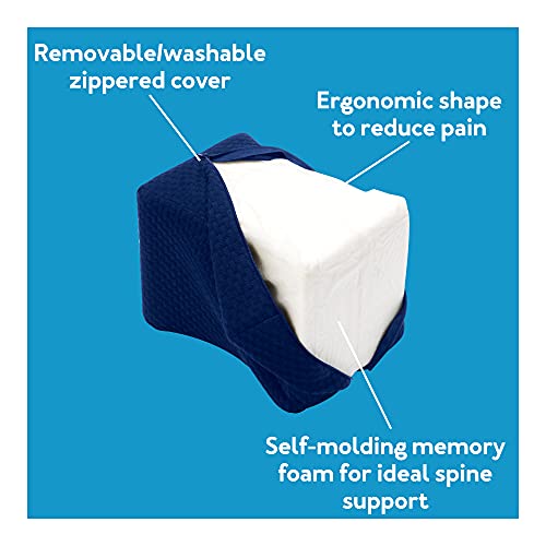 Orthopedic Knee Pillow for Side Sleepers - Ergonomic Memory Foam Knee Pillow for Back Pain & Spine Alignment - Removable Machine Washable Cover - Knee Wedge Pillow for Deep Nights Sleep