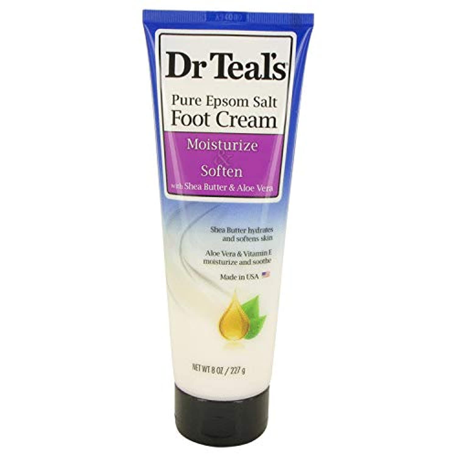 Pure Epsom Salt Foot Cream by Dr Teal's ,with Shea Butter & Aloe Vera & Vitamin E 8 oz for Women
