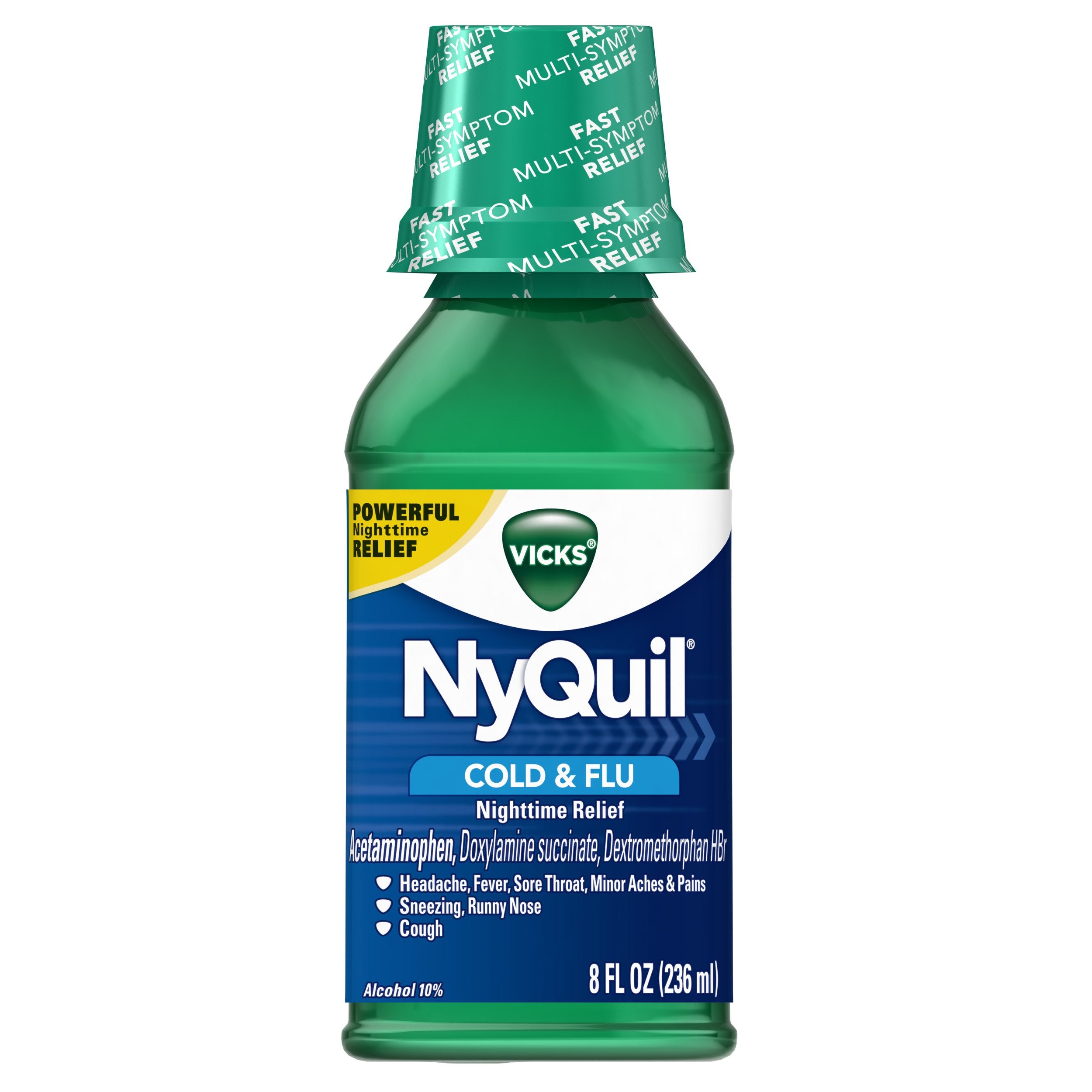 Vicks NyQuil Cold & Flu Nighttime Relief, Original Liquid 8 Fl Oz (Pack of 12)