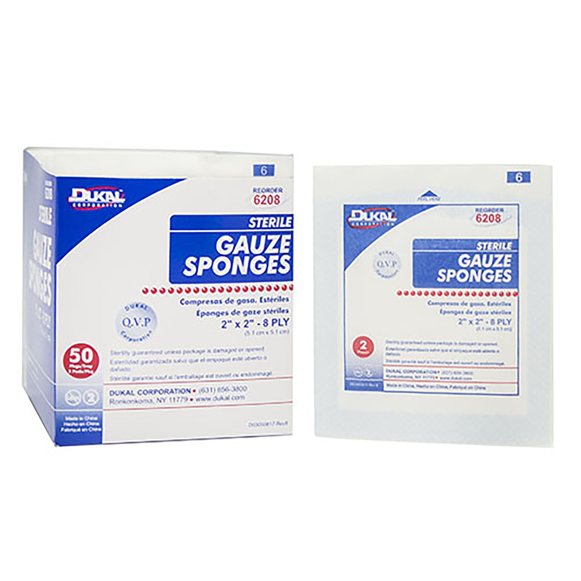 Gauze Sponge Dukal Cotton 8-Ply 2 X 2 Inch Square Sterile