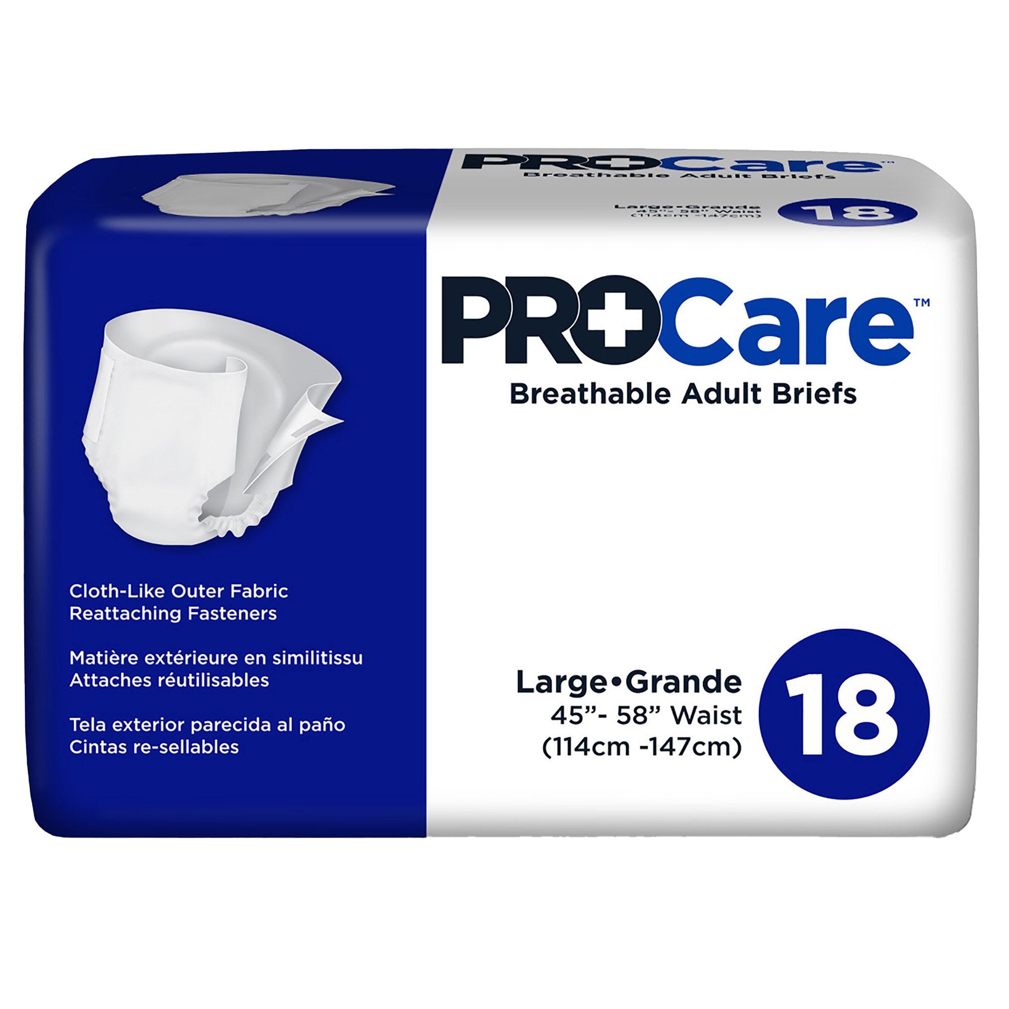 Unisex Adult Incontinence Brief ProCare Large Disposable Heavy Absorbency