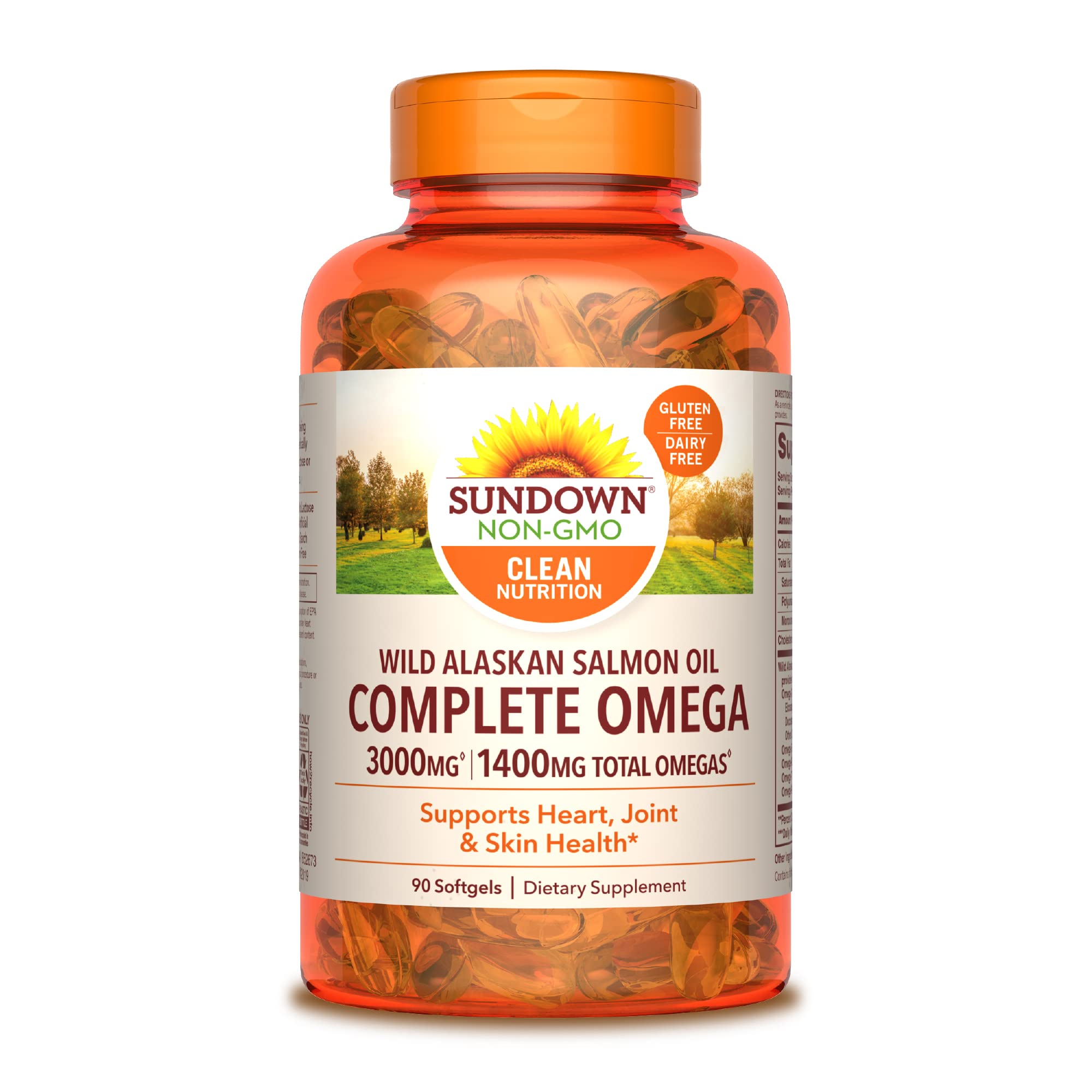 Sundown Complete Omega Wild Alaskan Salmon Oil Softgel, 1400 mg, 90 Softgels (Packaging May Vary)