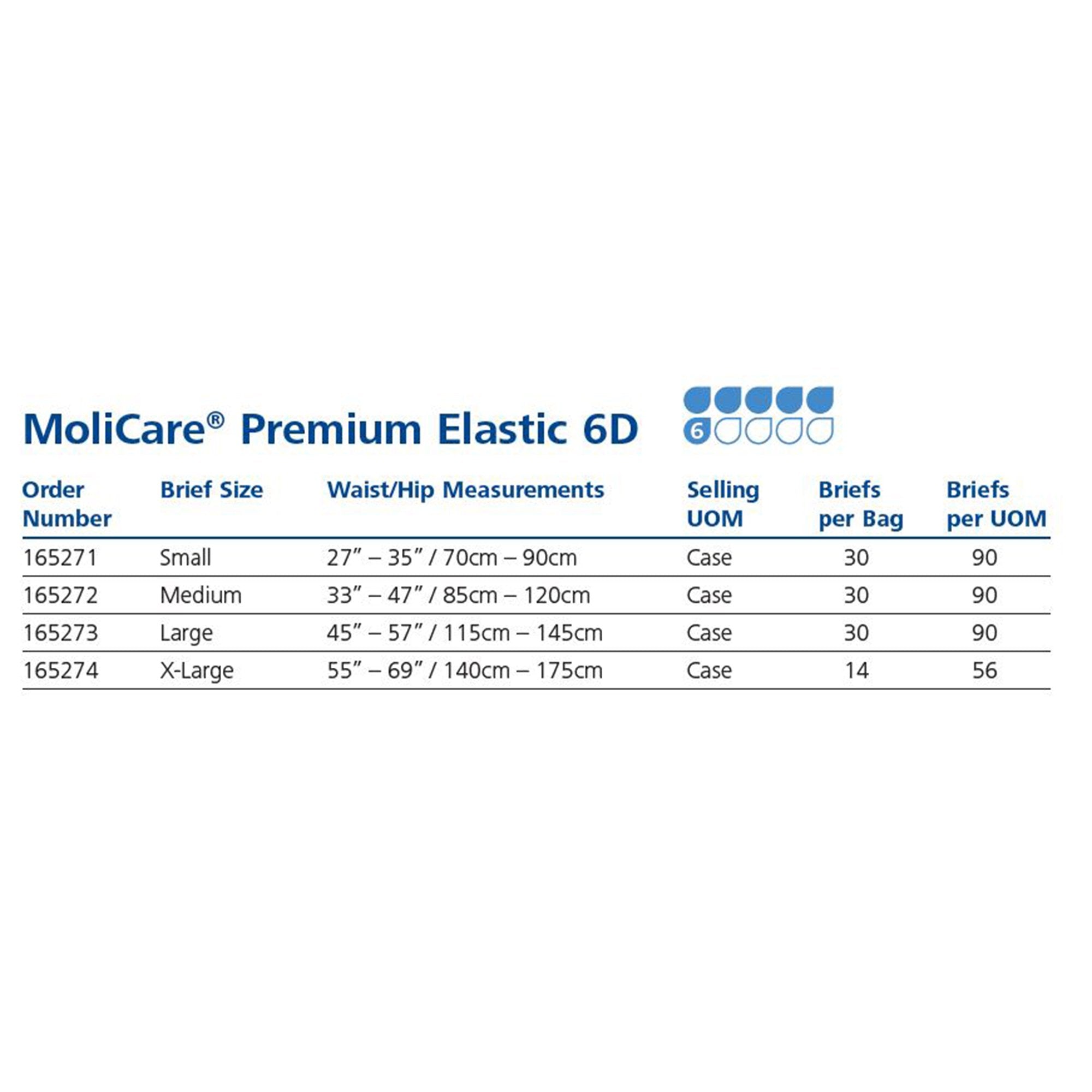 Unisex Adult Incontinence Brief MoliCare Premium Elastic 6D Medium Disposable Moderate Absorbency
