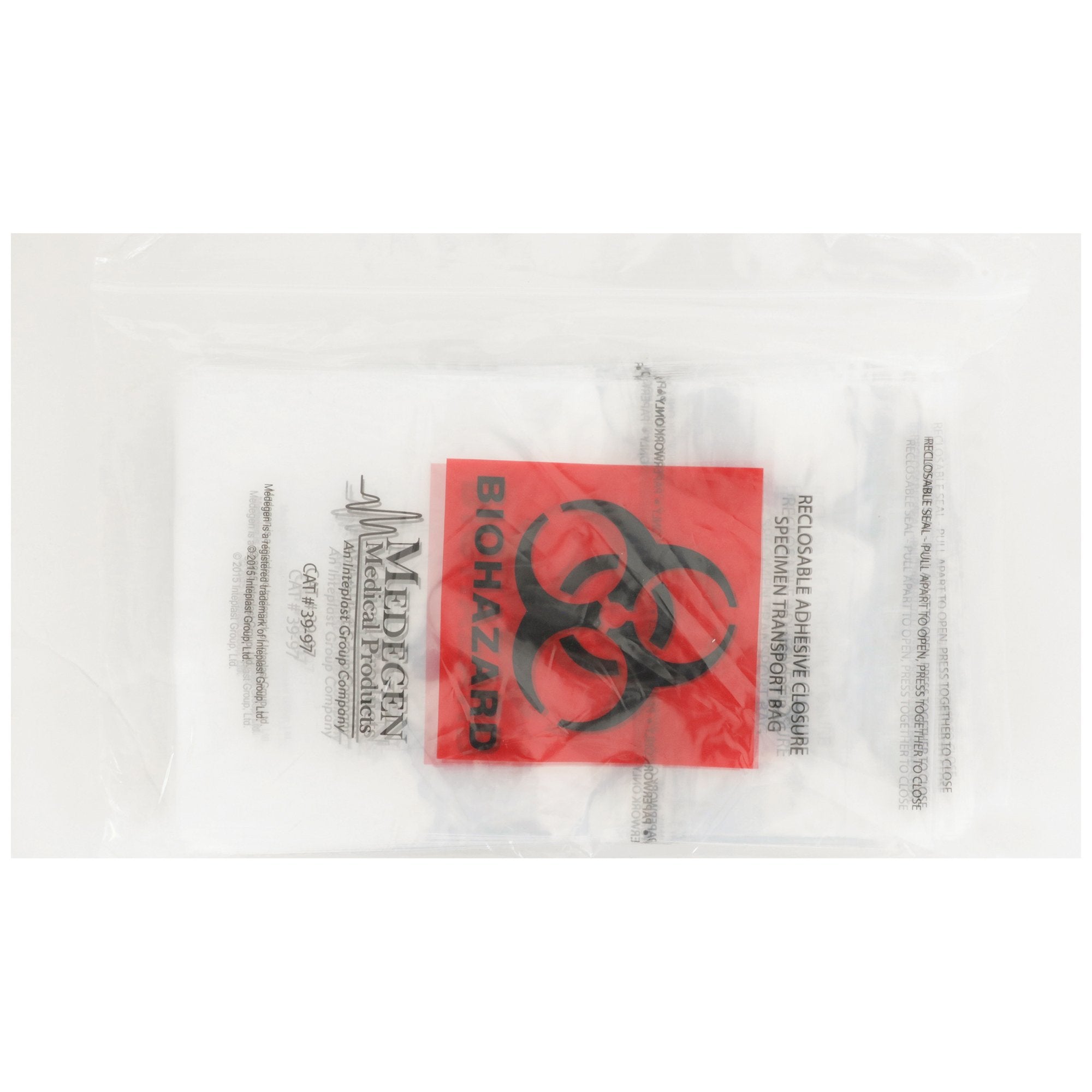 Specimen Transport Bag with Document Pouch McKesson 6 X 9 Inch Adhesive Closure Biohazard Symbol NonSterile