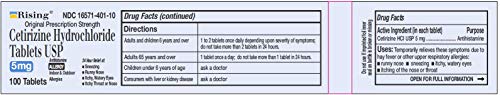 Rising Pharma - Cetirizine HCL 5 mg - Antihistamine Seasonal Allergy Tablets - 100 tablets