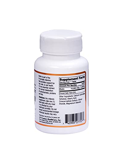21st Century Biotin Tablets, 10,000 mcg, Unflavored 120 Count
