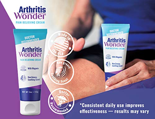 Arthritis Wonder Pain Relief Cream, 4 oz  Arthritis Pain Relief Cream for Hand, Knee, Foot and Wrist Joints  Fast-Acting, Deep Penetrating, Non-Greasy Formula with Natural Wogonin