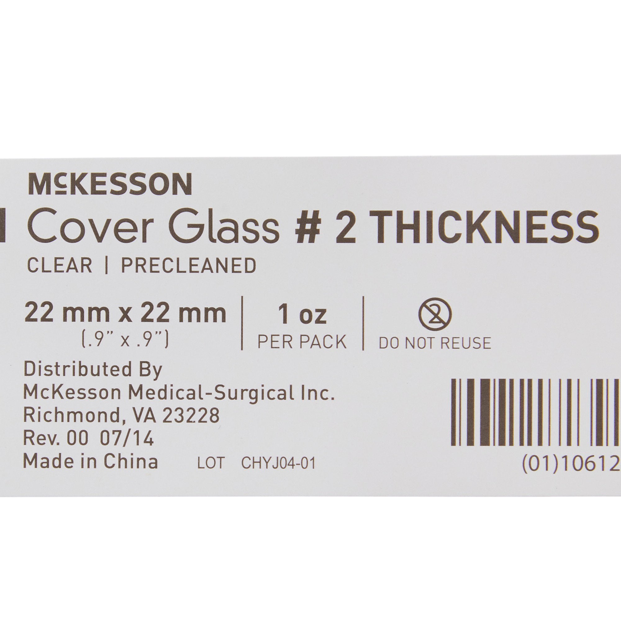 Cover Glass McKesson Square No. 2 Thickness 22 X 22 mm