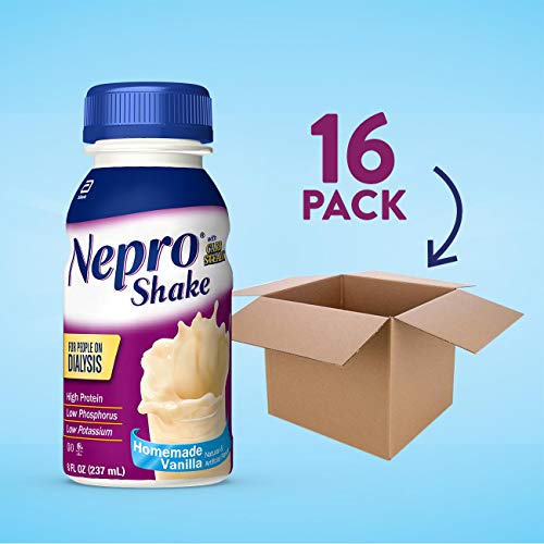 Nepro Nutrition Shake for People on Dialysis, with 19 Grams of Protein, 420 Calories, Vanilla, 8 fl oz, 16 Count