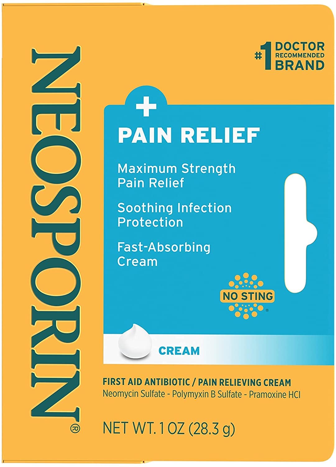 Neosporin + Pain Relief Cream Maximum Strength 1 Ounce (Pack of 2)
