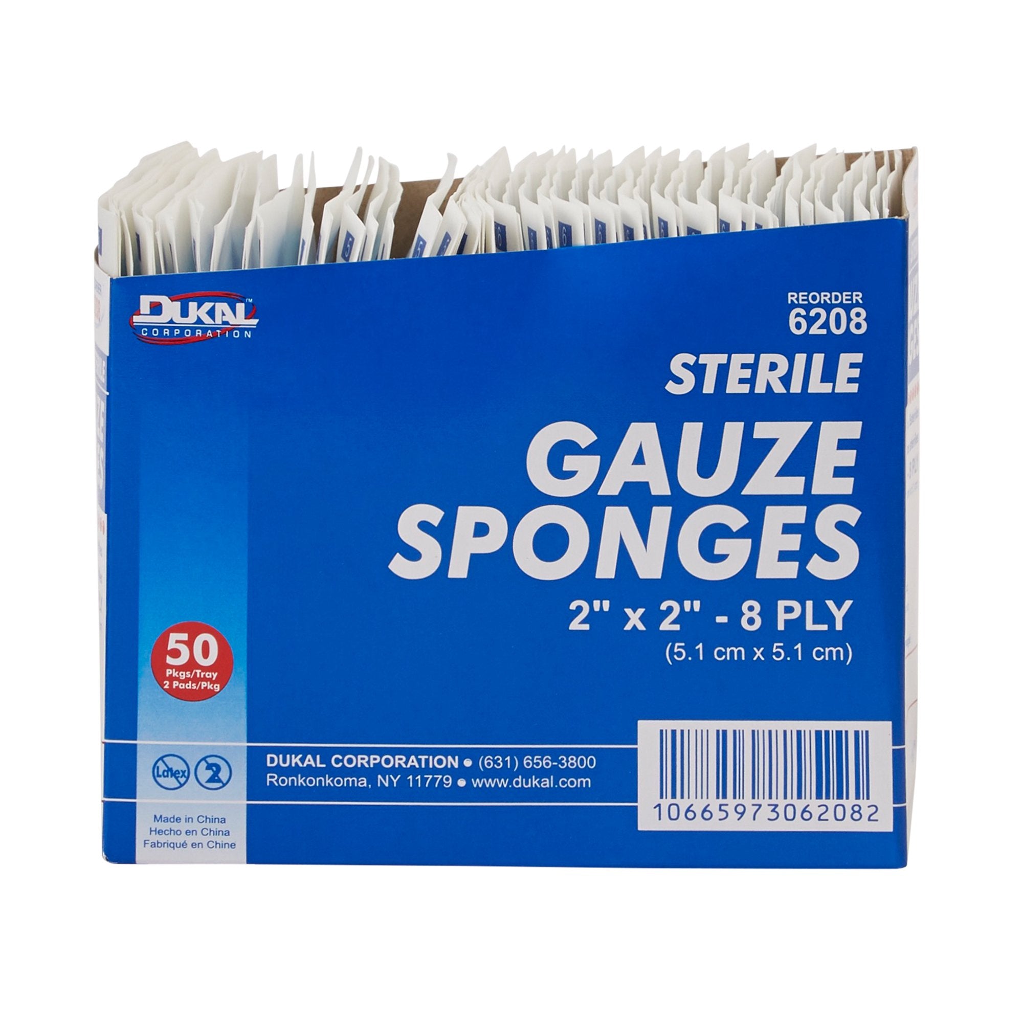 Gauze Sponge Dukal Cotton 8-Ply 2 X 2 Inch Square Sterile