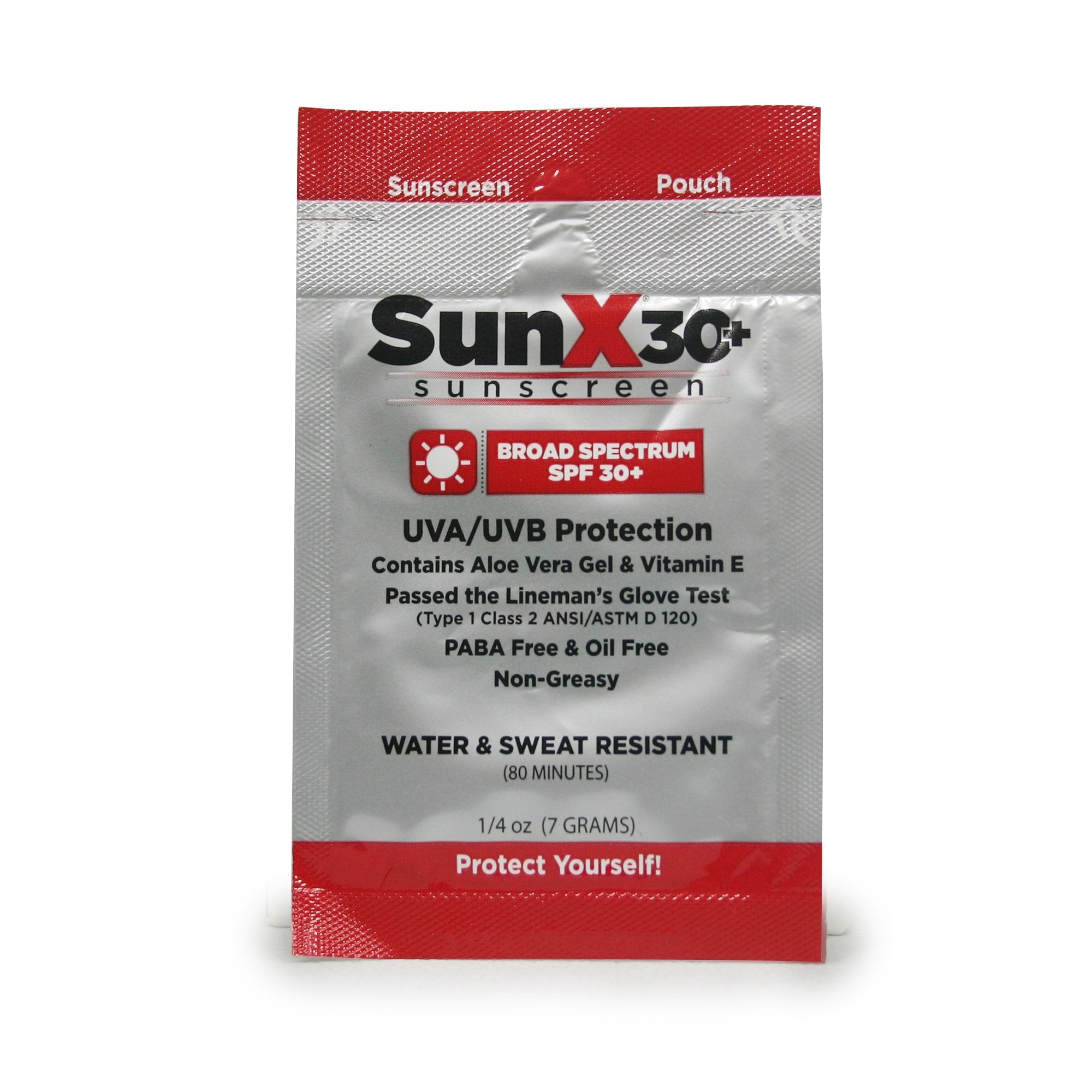 Sunscreen with Dispenser Box SunX 30+ SPF 30 Lotion Individual Packet