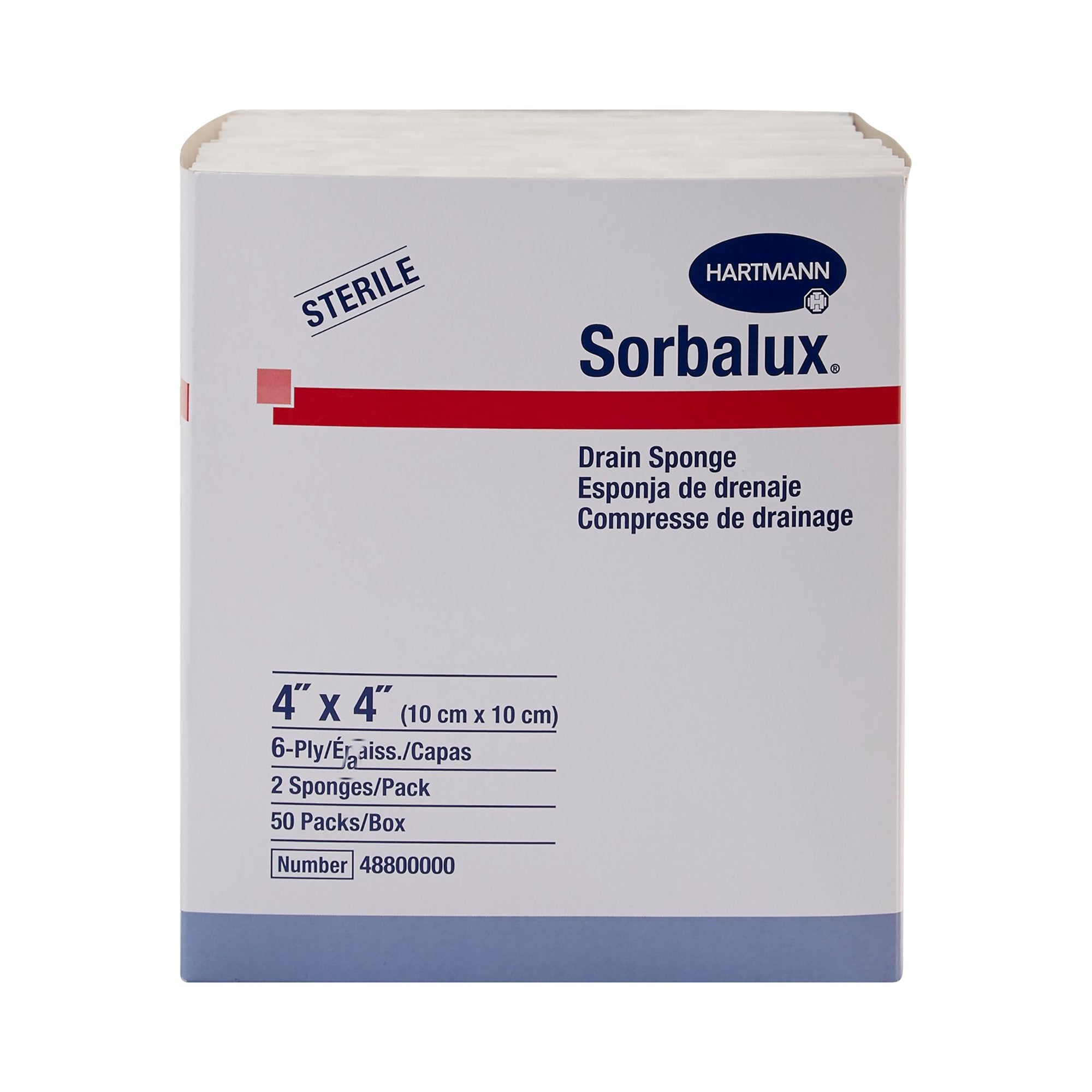 Drain Sponge Sorbalux Polyester / Rayon 4 x 4 inch Sterile