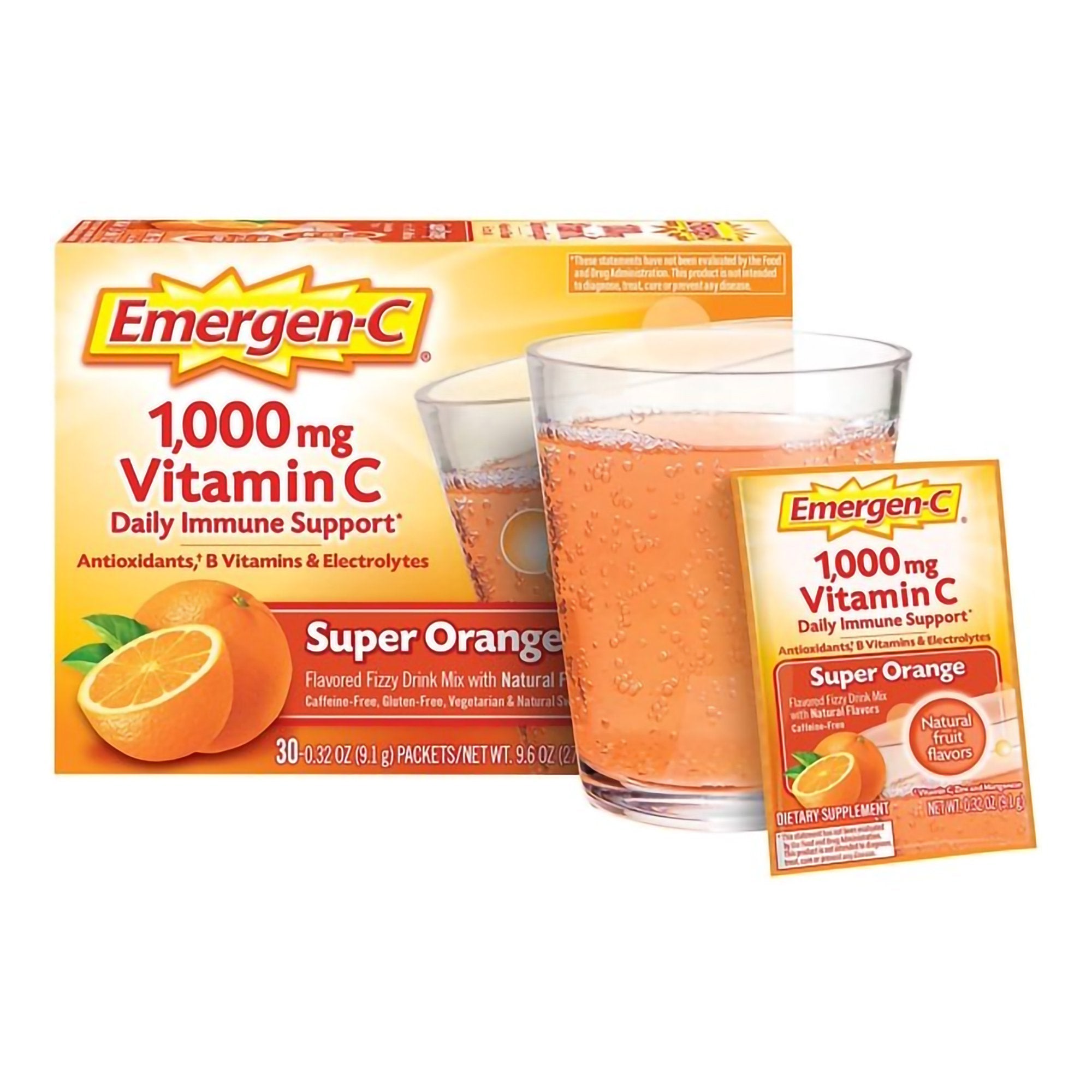 Oral Supplement Emergen-C Daily Immune Support Super Orange Flavor Powder 0.30 oz. Individual Packet