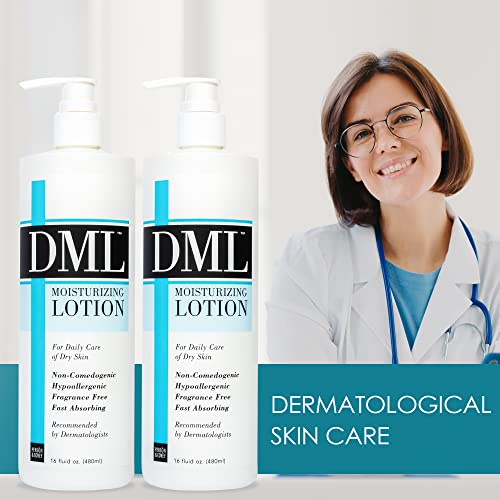 DML Moisturizing Lotion- Hydrating Hand and Body Moisturizer/Hypoallergenic Body Lotion for Dry and Cracked Skin/Gentle, Unscented Moisturizing Lotion Great for Men and Women / 16 oz (Pack of 2)