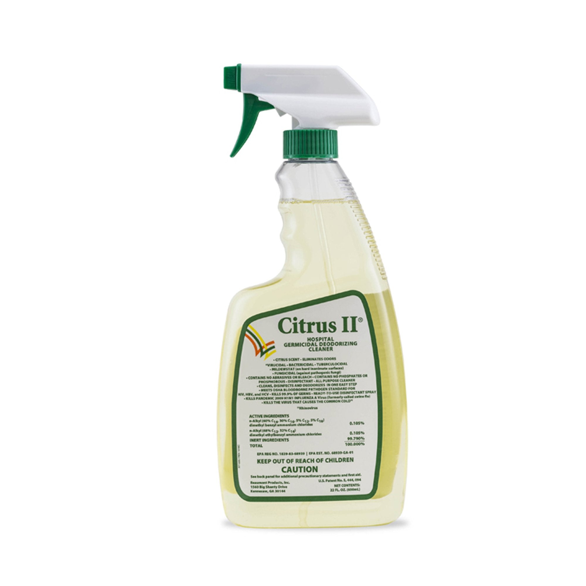 Citrus II Surface Disinfectant Cleaner Germicidal Pump Spray Liquid 22 oz. Bottle Original Scent NonSterile
