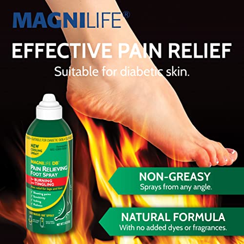 MagniLife DB Pain Relieving Foot Spray, Naturally Cooling Pain Relief to Soothe Burning and Tingling, Suitable for Diabetic Skin - 3oz