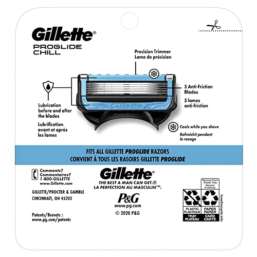 Gillette ProGlide Chill Mens Razor Blades, 4 Blade Refills