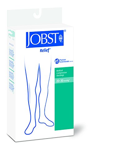 JOBST Relief 20-30 mmHg Compression Socks, Thigh High with Silicone Band, Beige, Large