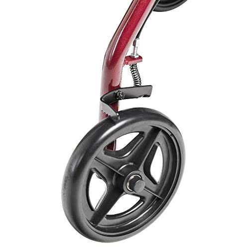 Drive Medical Aluminum Rollator Fold Up and Removable Back Support, Padded Seat with 7.5-Inch Casters, Red