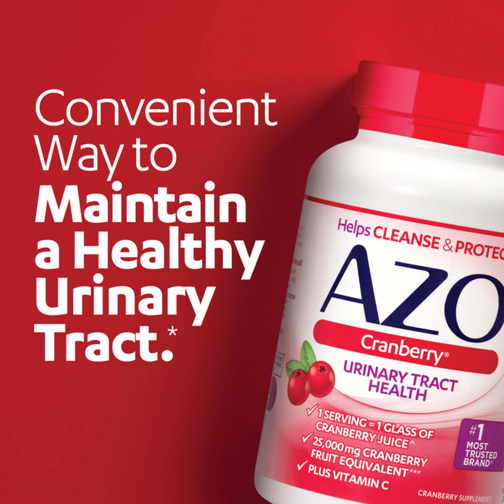 Urinary Tract Health Dietary Supplement AZO Vitamin C (as ascorbic acid) / Cranberry (Vaccinium macrocarpon) Whole Fruit Powder 120 mg - 500 mg Strength Softgel 100 per Bottle
